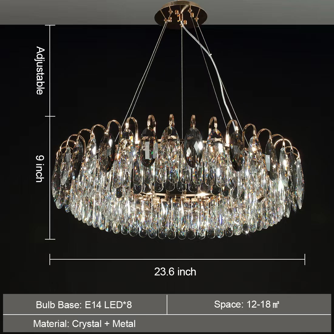 Lustre Luxueux En Cristal Prestigieux