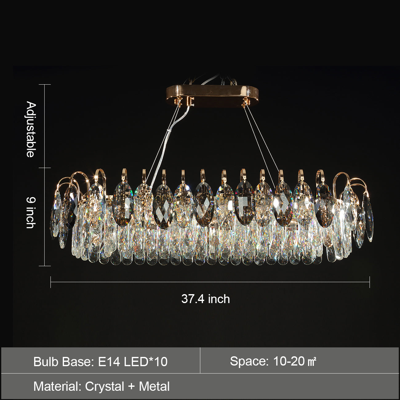 Lustre Luxueux En Cristal Prestigieux