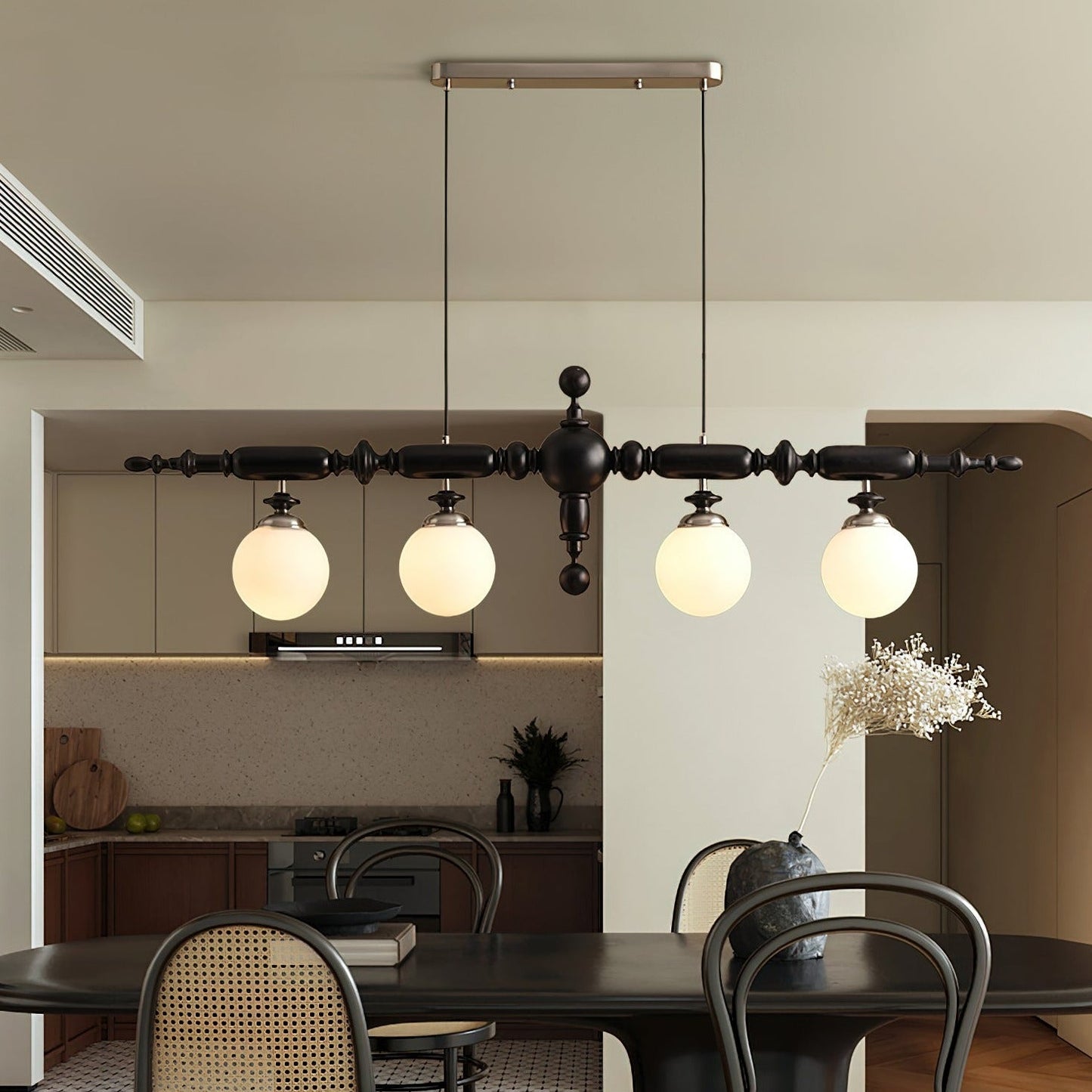 Lustre Suspension En Bois Vintage