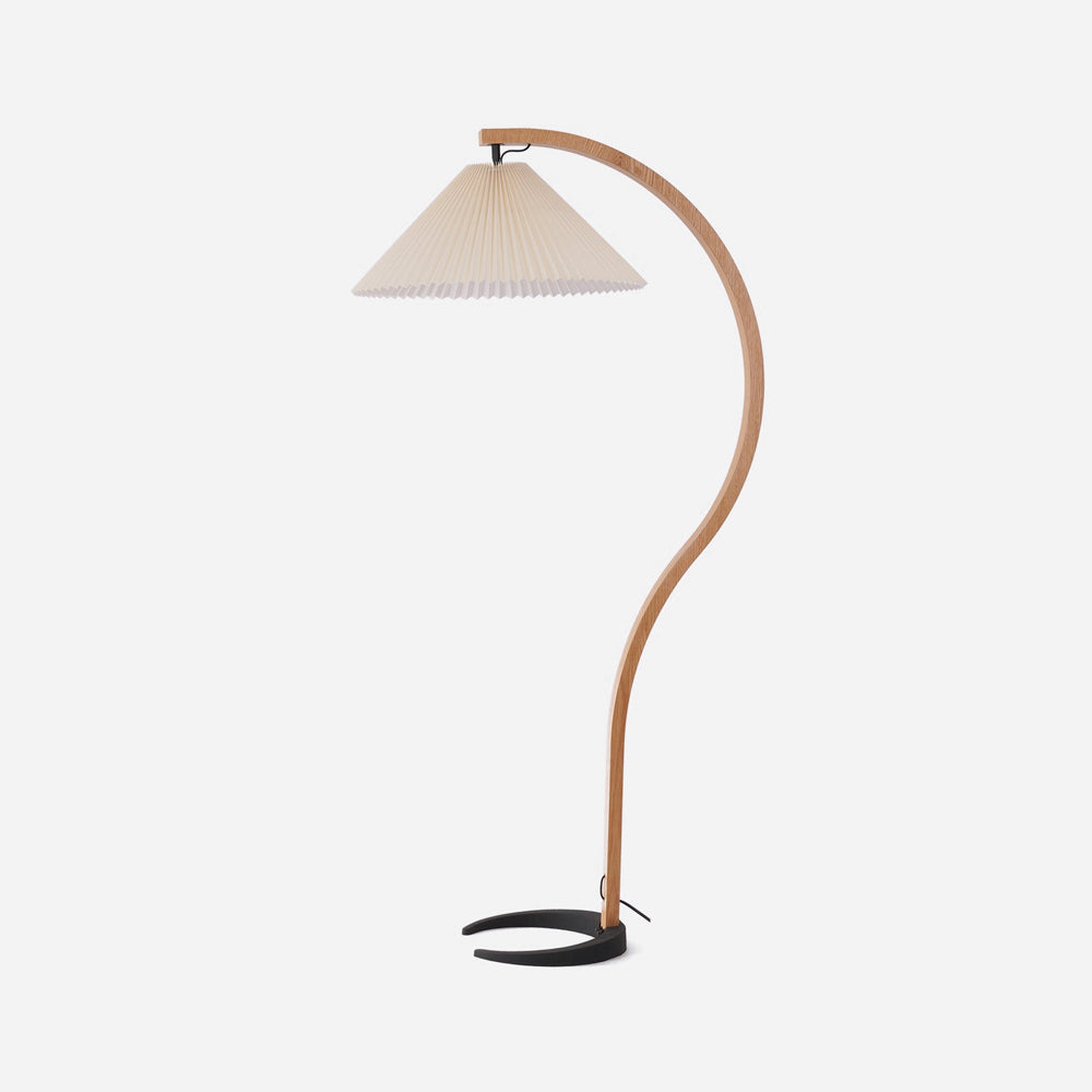 Lampadaire Trépied Bois Blond & Lin