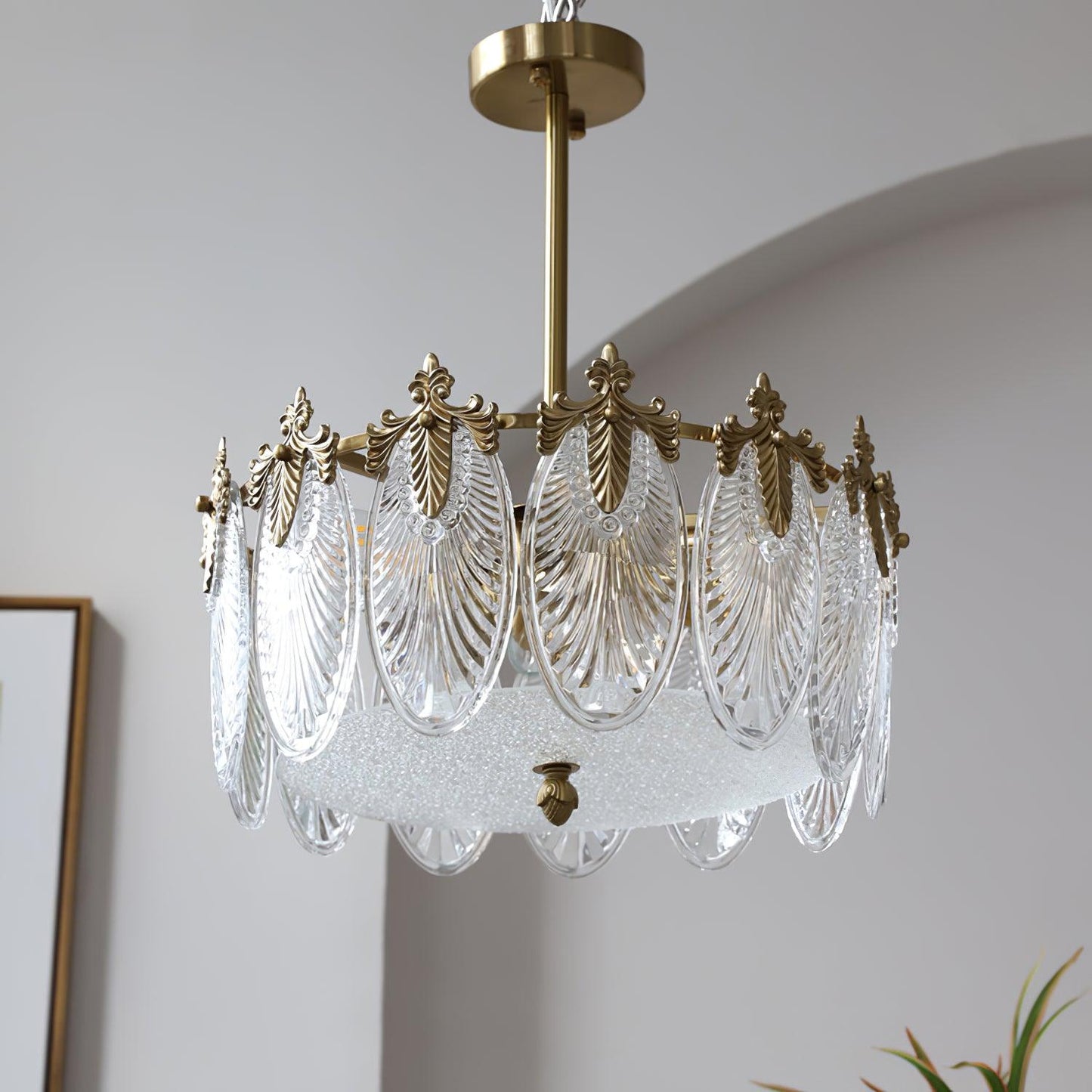 Lustre En Verre Style Feuilles
