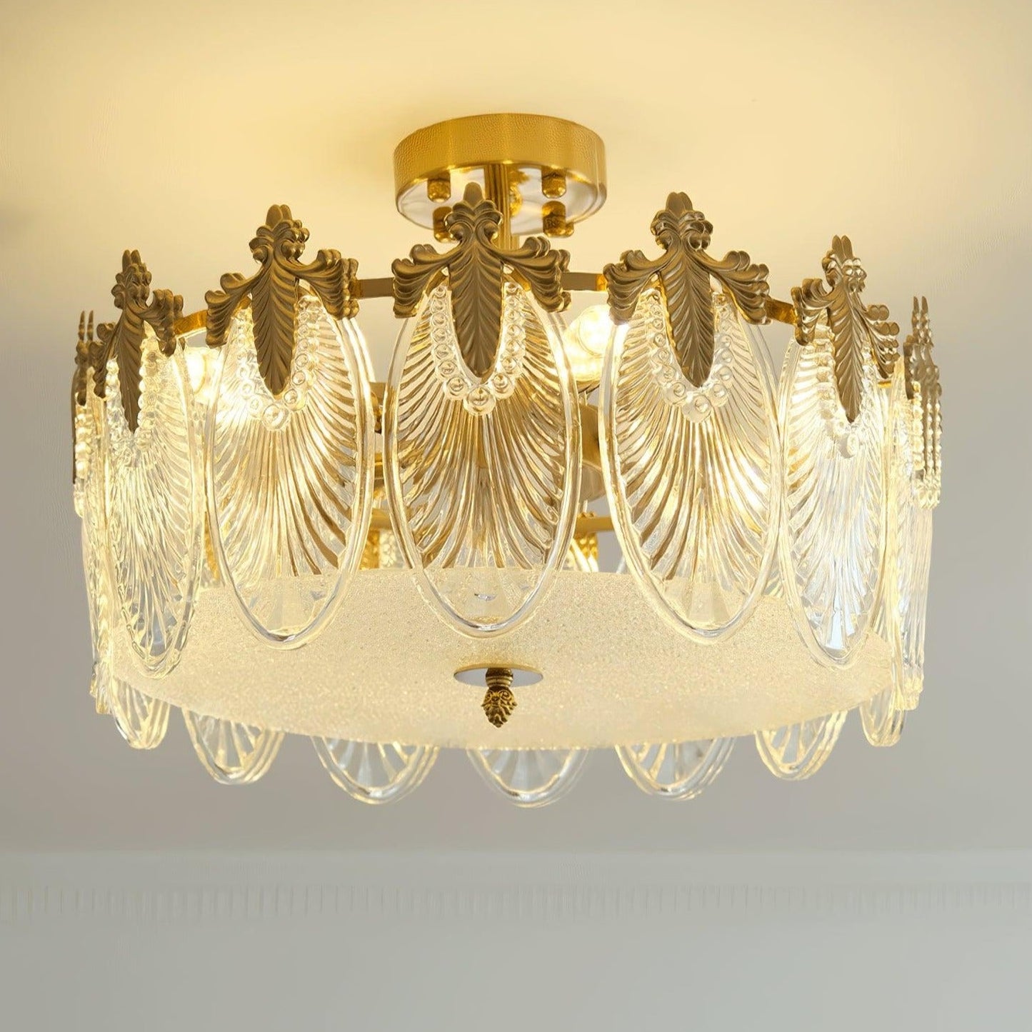 Lustre En Verre Style Feuilles