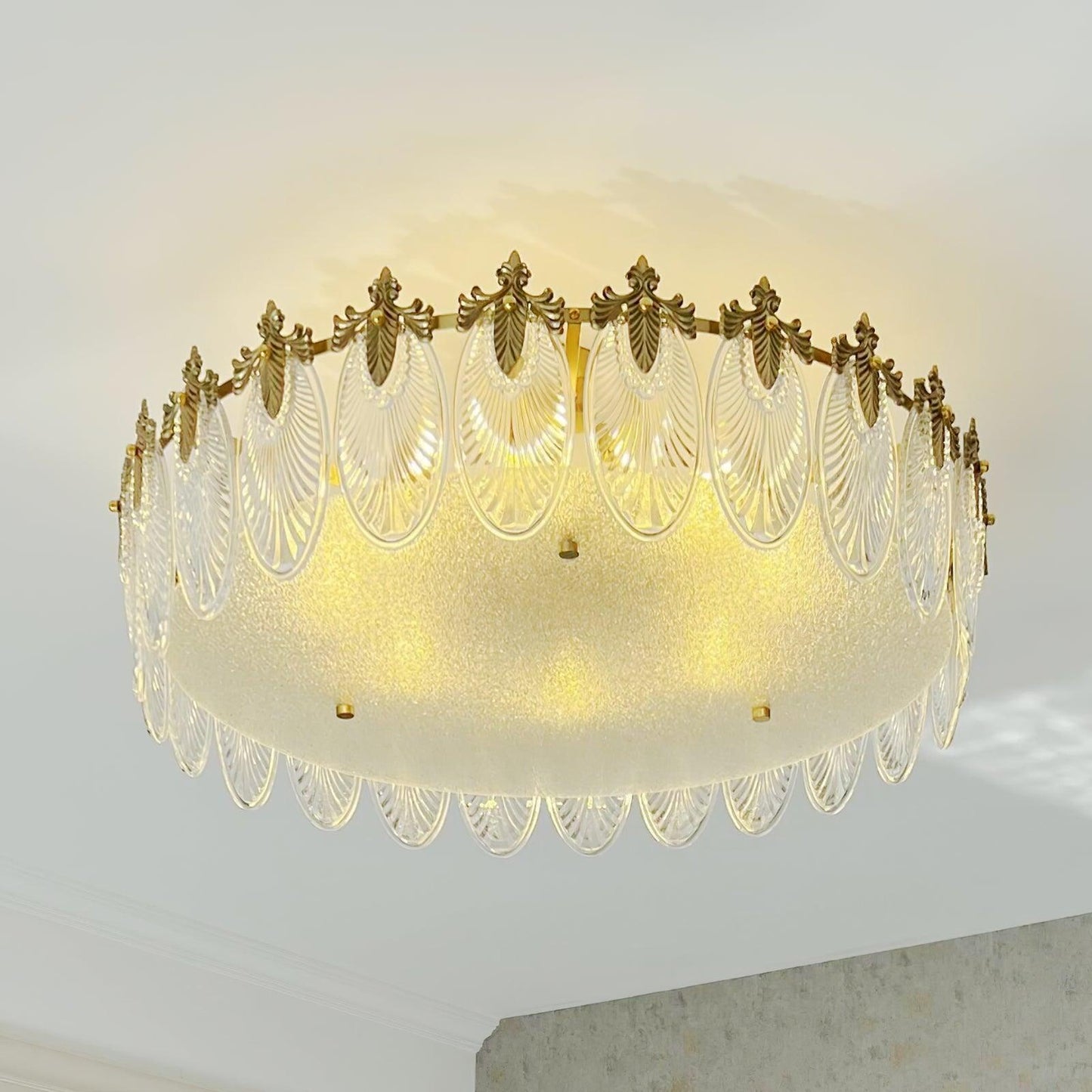 Lustre En Verre Style Feuilles
