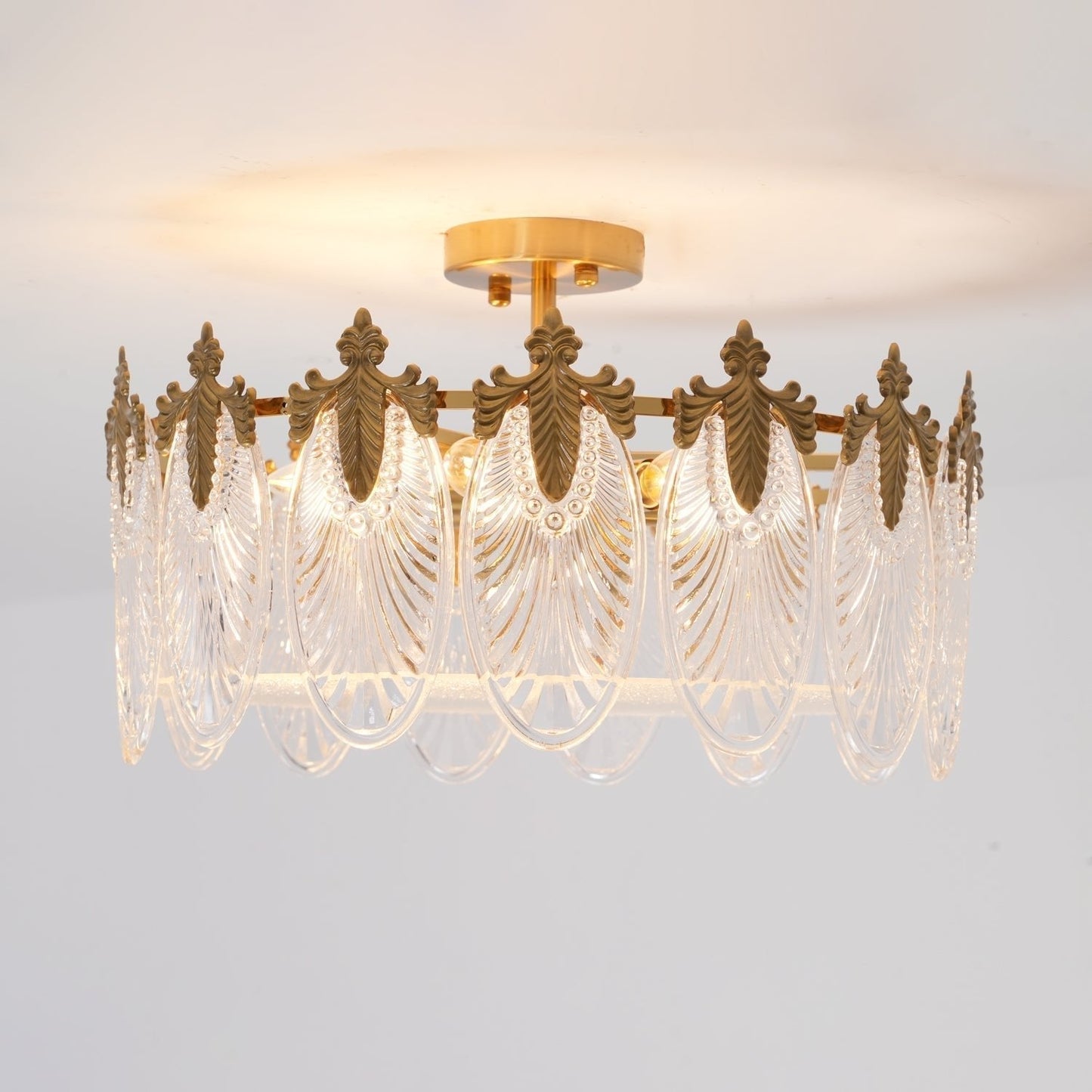 Lustre En Verre Style Feuilles