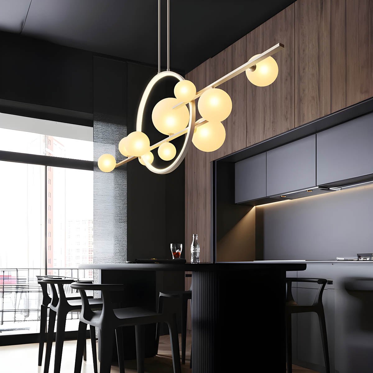 Lustre - Suspension Moderne En Forme de Globe En Verre