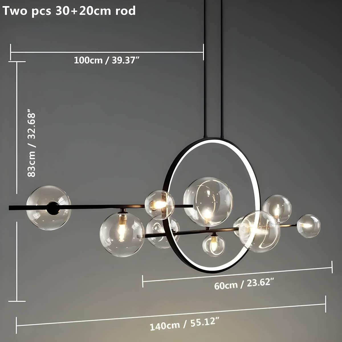 Lustre - Suspension Moderne En Forme de Globe En Verre