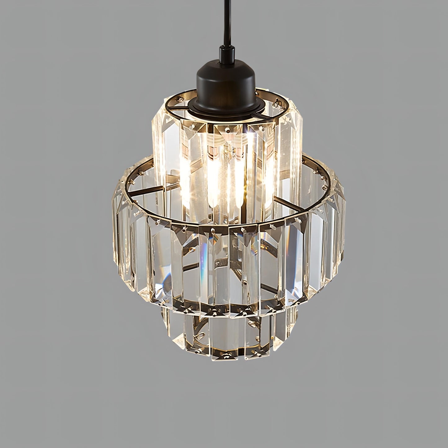 Luminaire Suspension ronde à couches en cristal