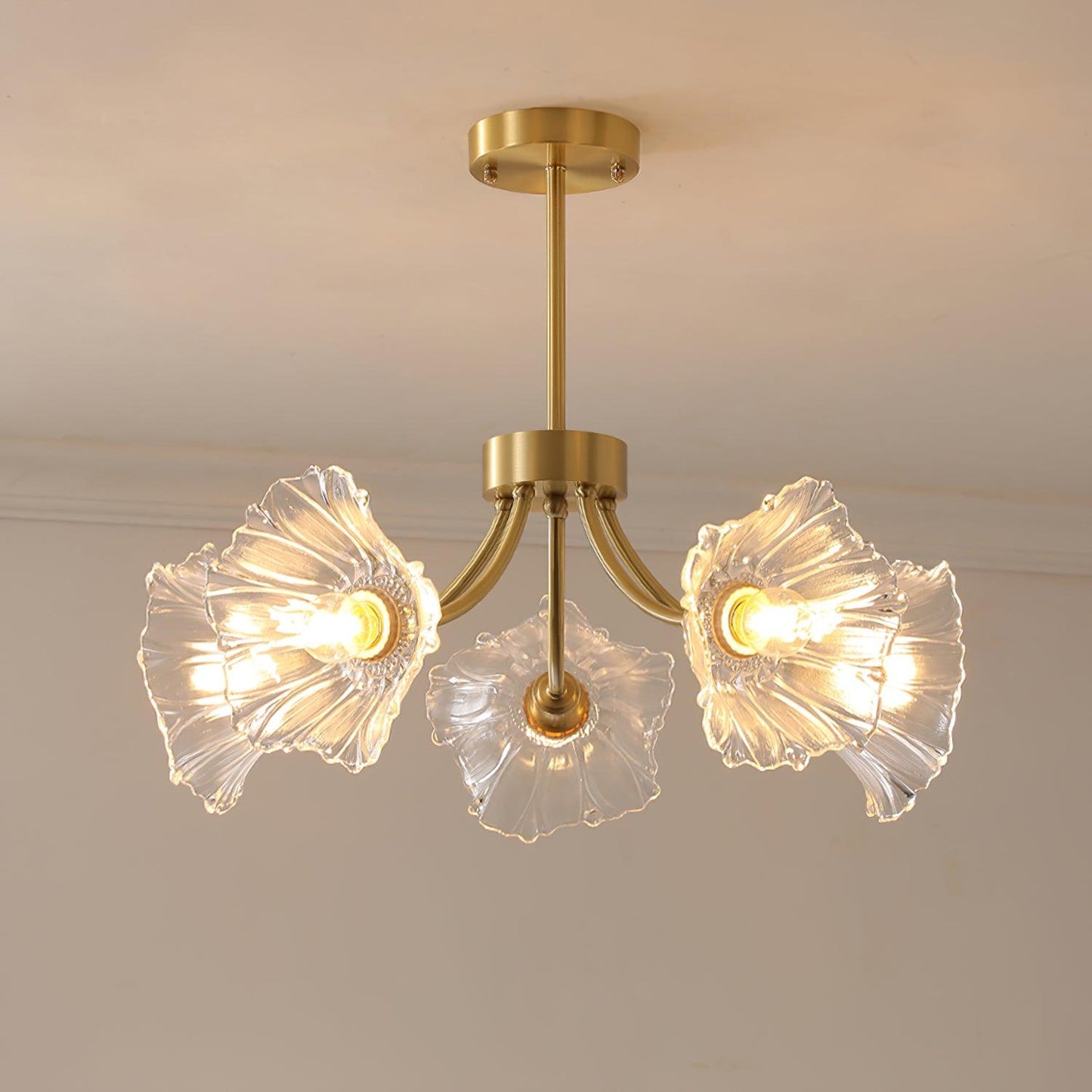 Lustre Fleures En Verre Elégant