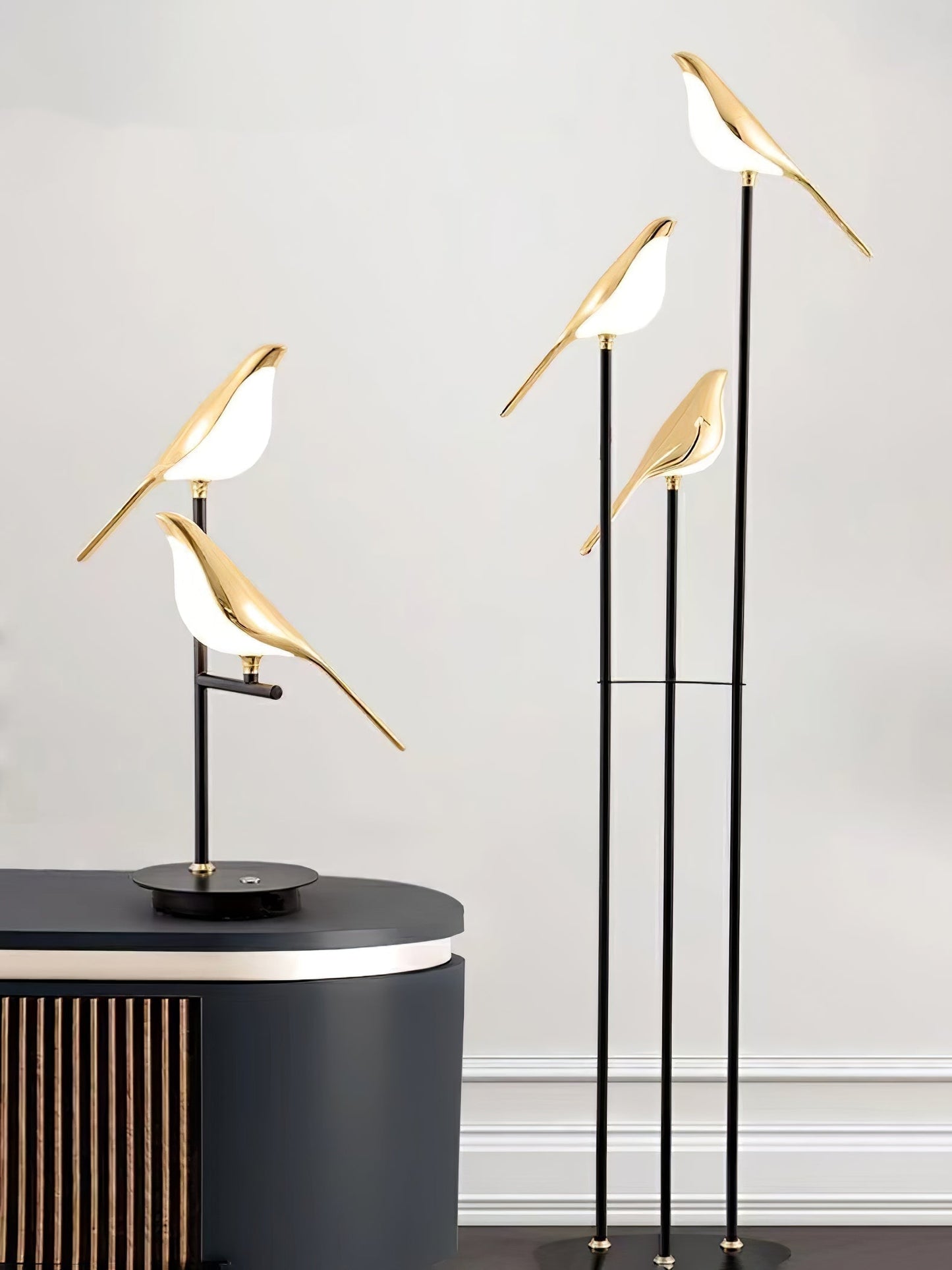 Lampadaire Créatif Noire Sculpturale