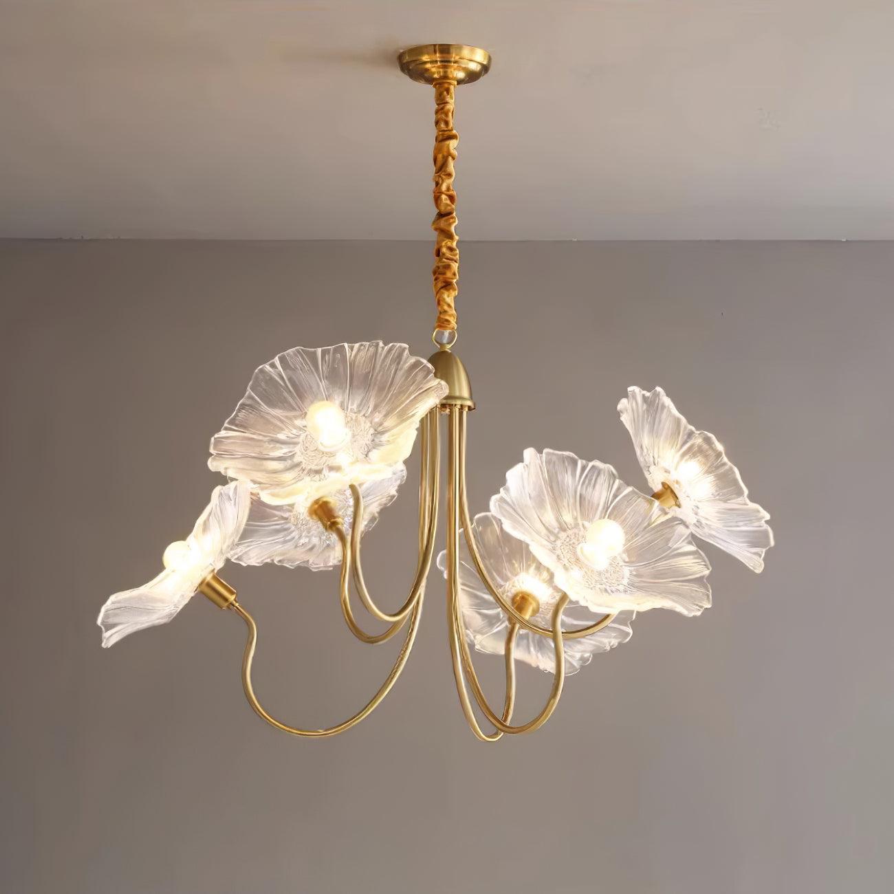 Lustre Fleures Vintage En Verre