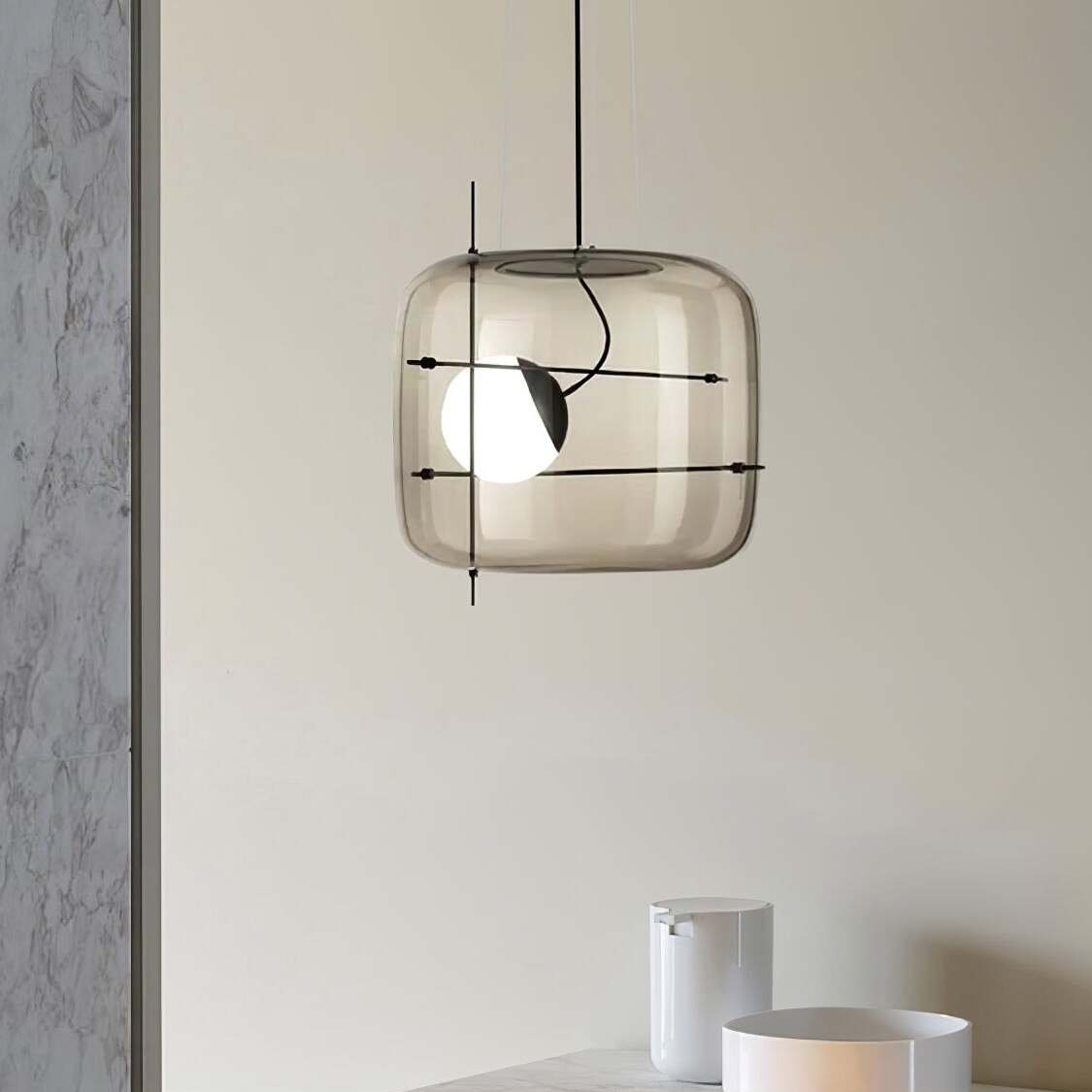 Suspension Luminaire Sphère Cubique En Verre