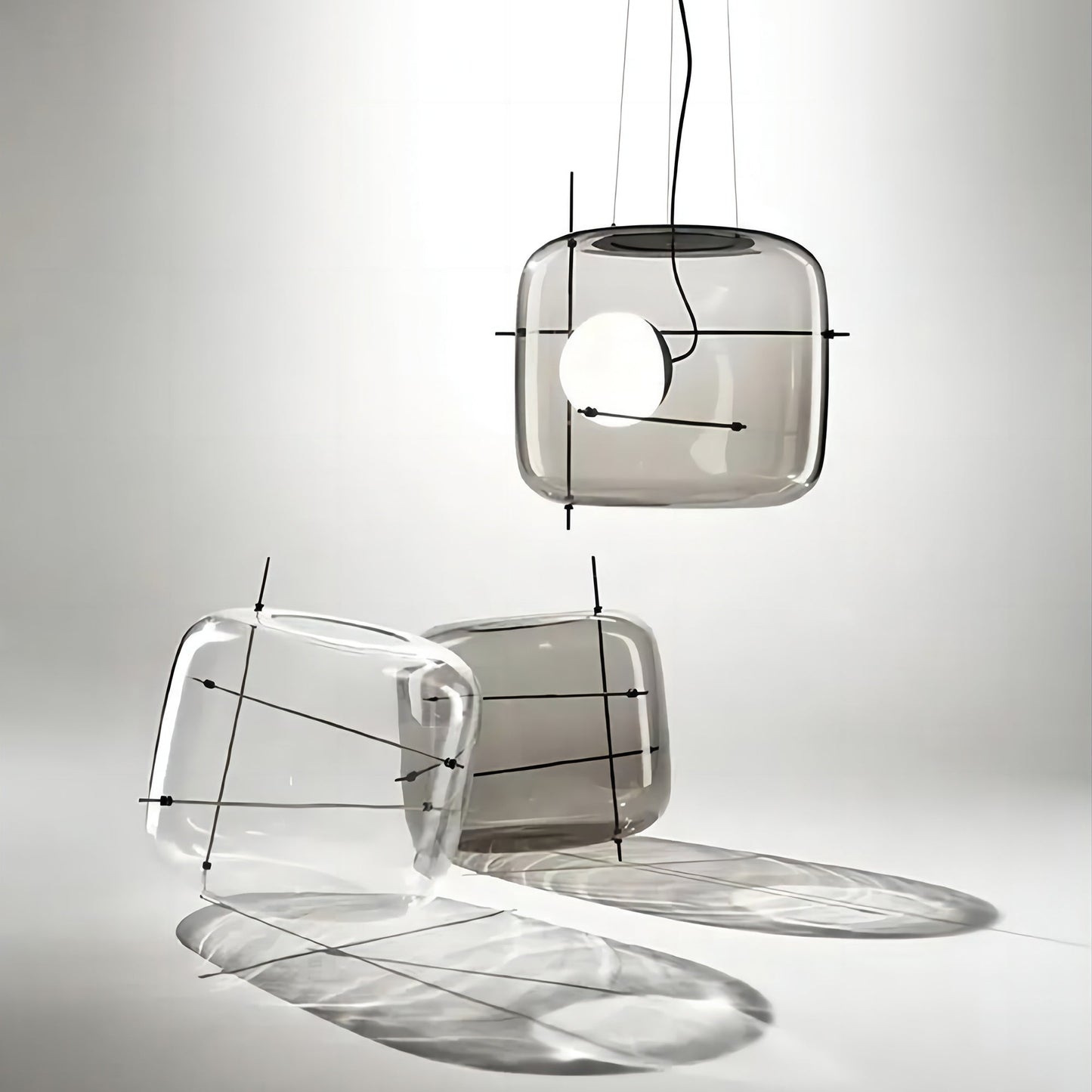 Suspension Luminaire Sphère Cubique En Verre