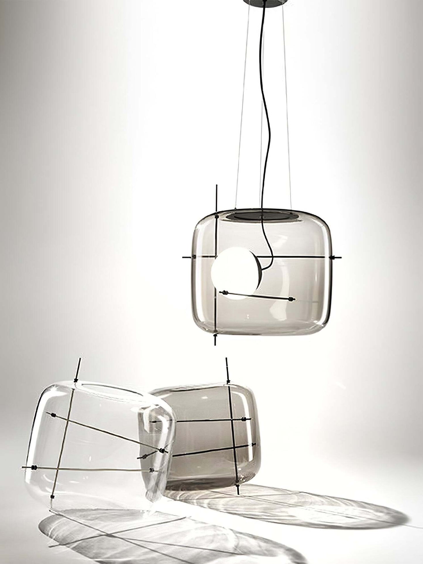 Suspension Luminaire Sphère Cubique En Verre