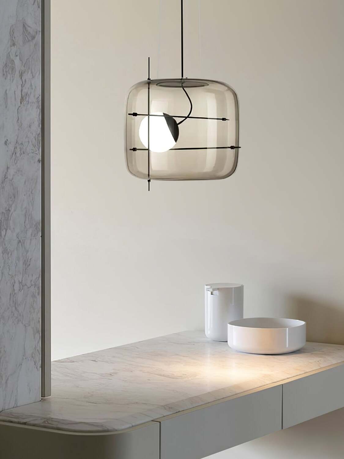 Suspension Luminaire Sphère Cubique En Verre