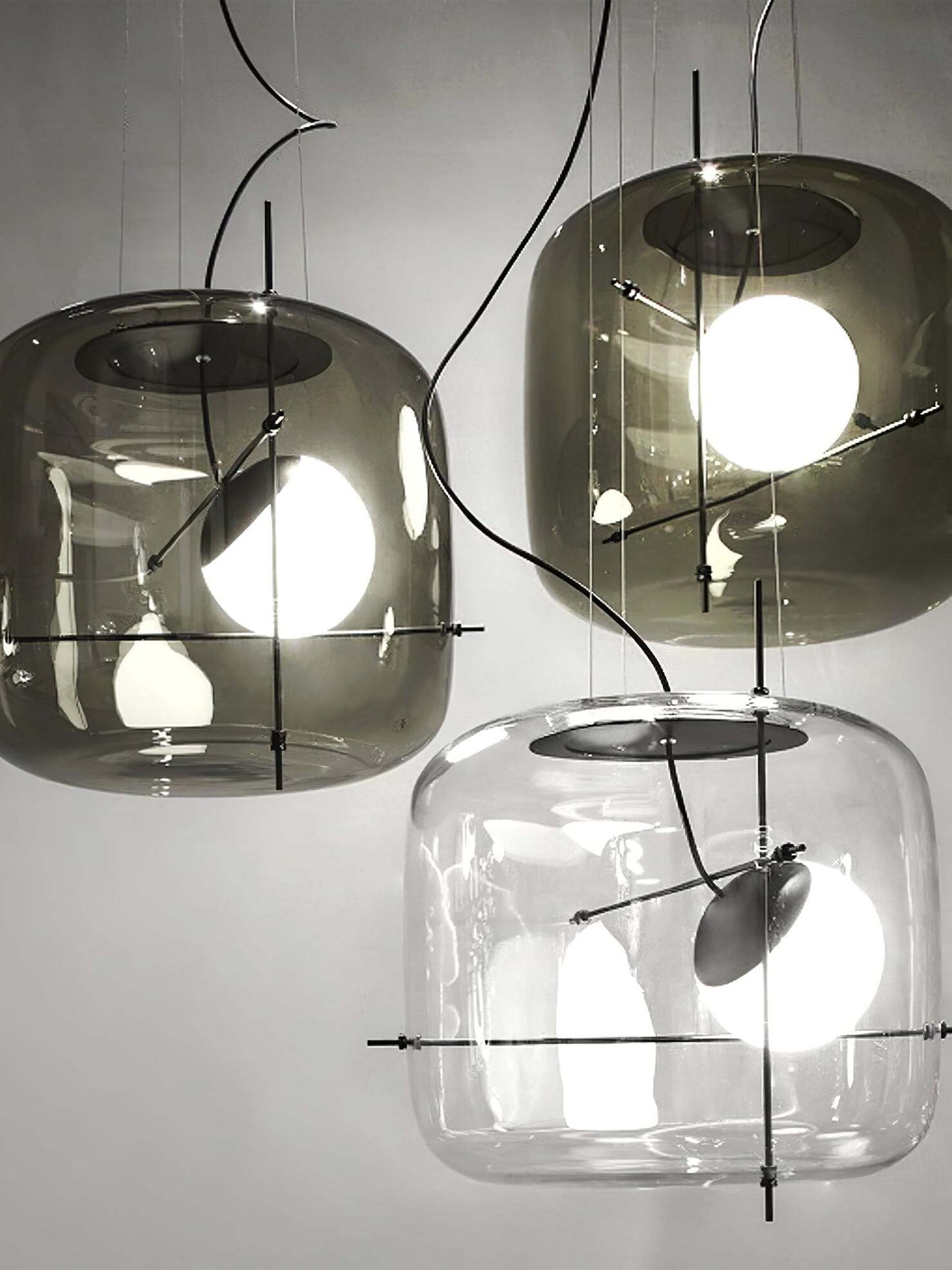 Suspension Luminaire Sphère Cubique En Verre
