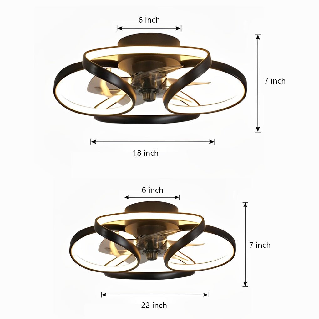 Plafonnier Ventilateur encastré moderne à LED en forme de fleur avec télécommande