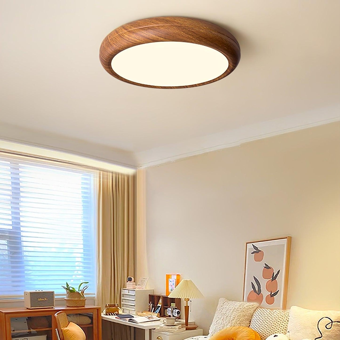Plafonnier Rond en Bois
