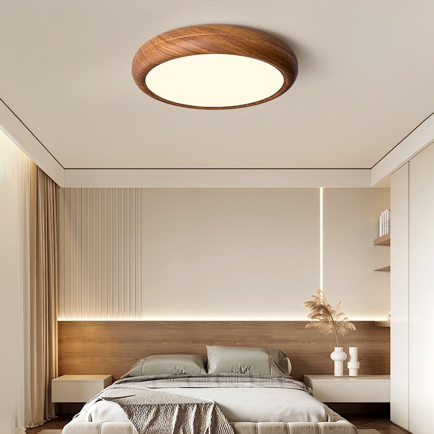 Plafonnier Rond en Bois