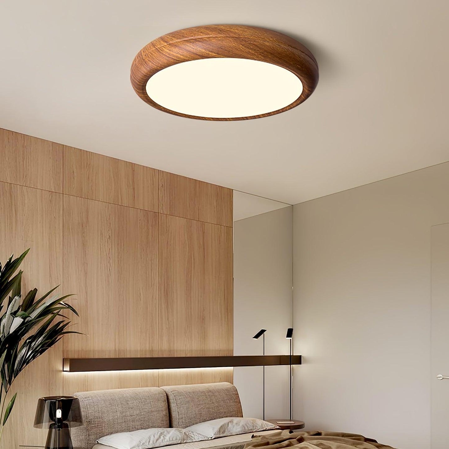 Plafonnier Rond en Bois