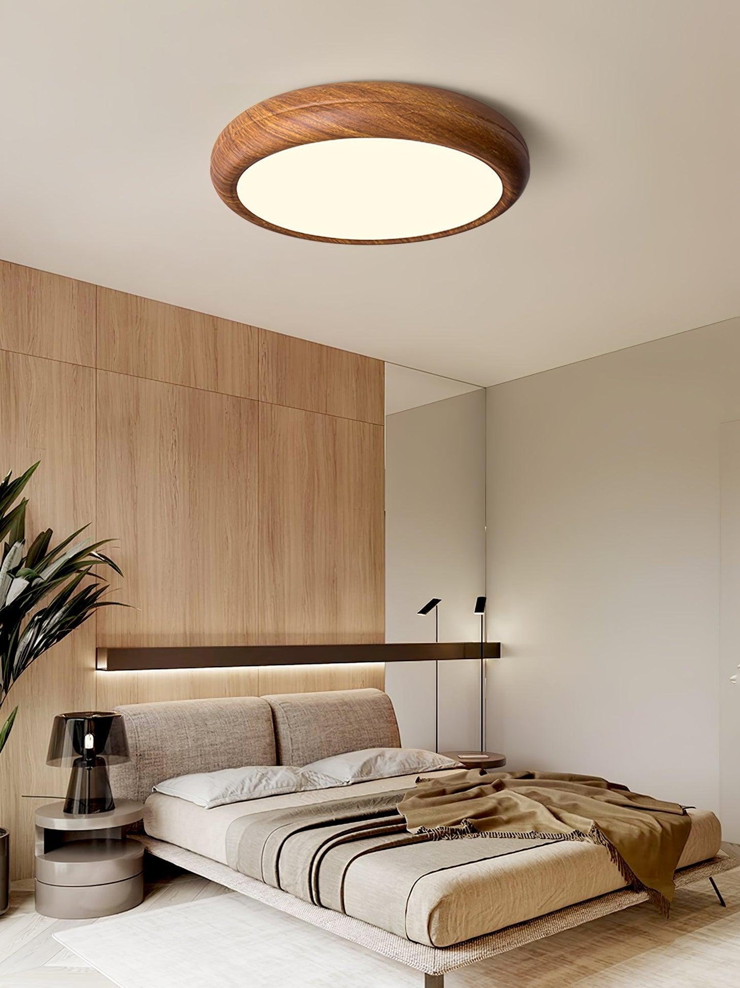 Plafonnier Rond en Bois