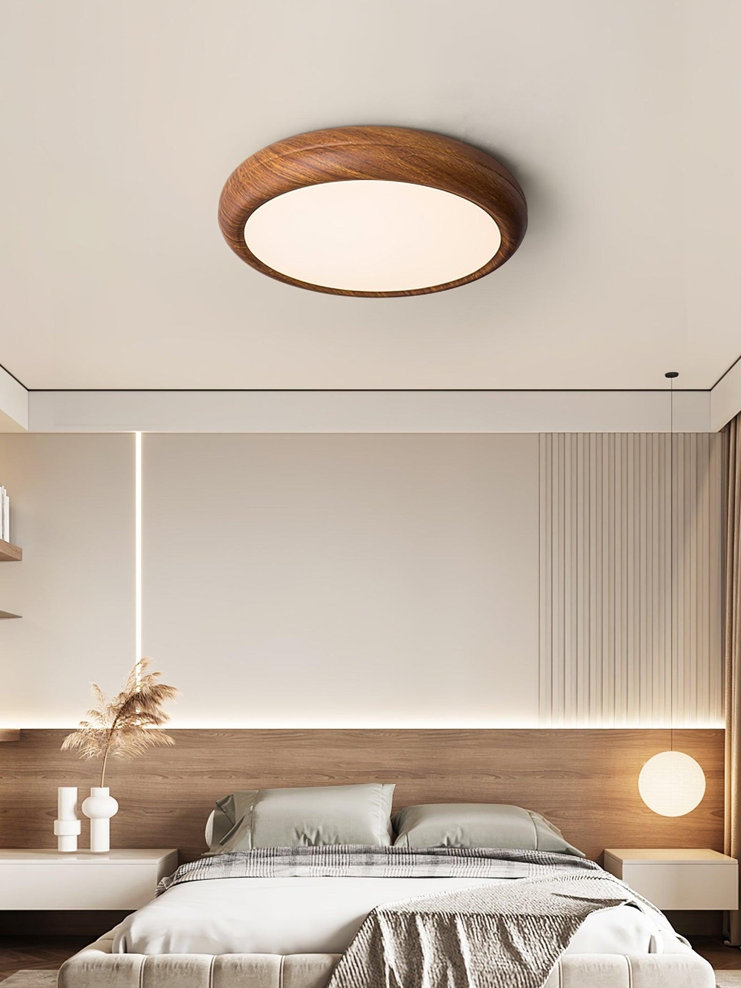 Plafonnier Rond en Bois