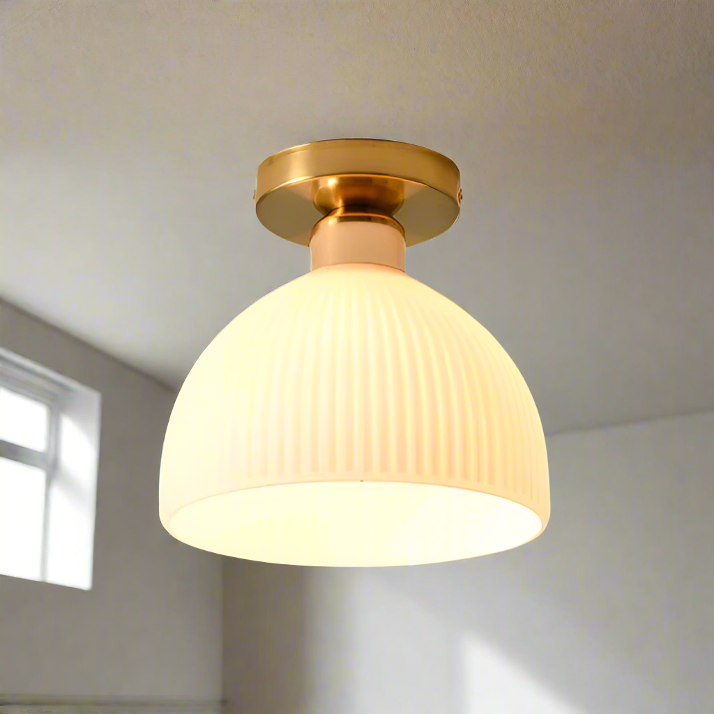 Plafonnier semi encastré blanc lait