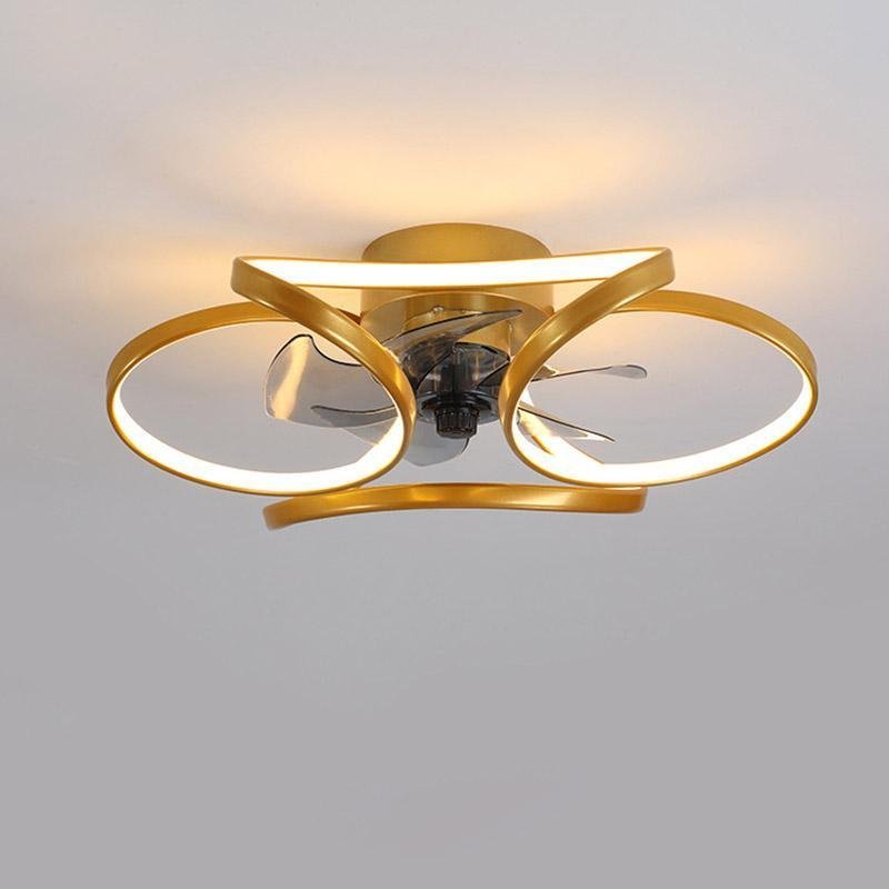 Plafonnier Ventilateur encastré moderne à LED en forme de fleur avec télécommande