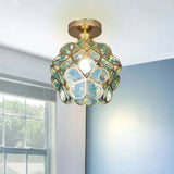 Plafonnier en verre au design style fleurs