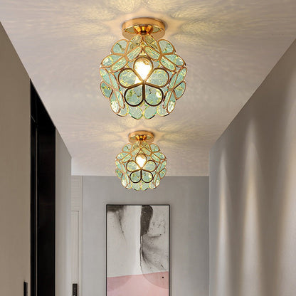 Plafonnier en verre au design style fleurs