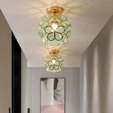 Plafonnier en verre au design style fleurs
