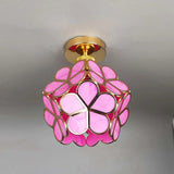 Plafonnier en verre au design style fleurs