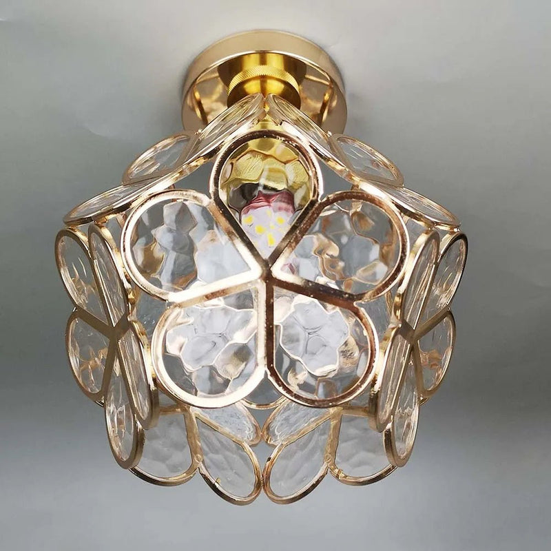Plafonnier en verre au design style fleurs