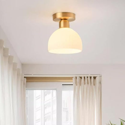Plafonnier semi encastré blanc lait