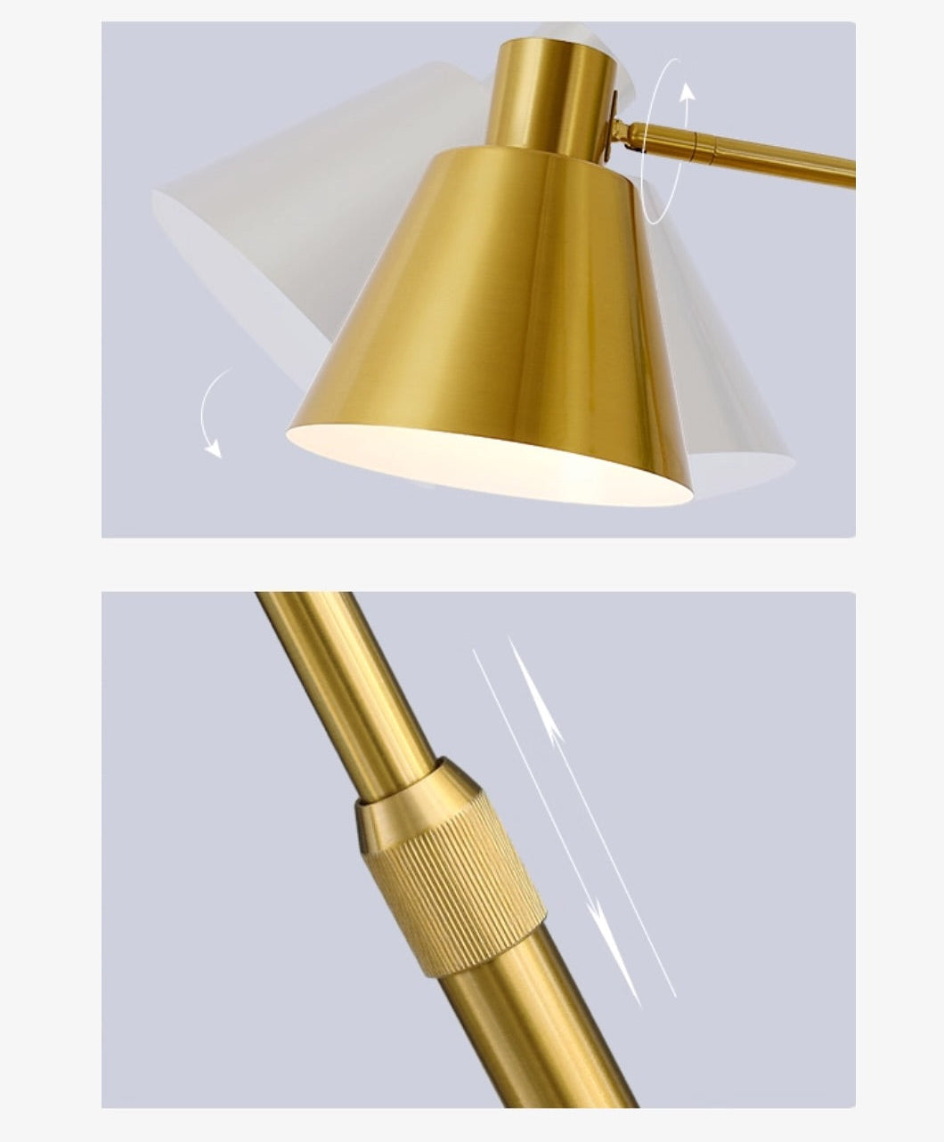 Lampe Sur Pied - Lampadaire Salon En Laiton Structure Marbre Élégant