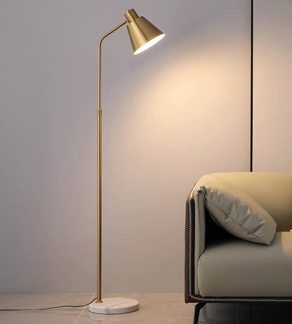Lampe Sur Pied - Lampadaire Salon En Laiton Structure Marbre Élégant
