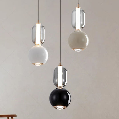 Suspension Luminaire Nordique En Verre et Fer