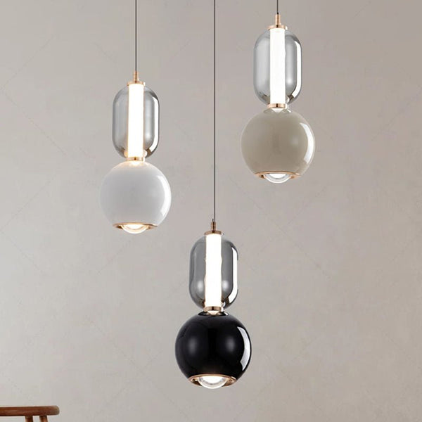 Suspension Luminaire Nordique En Verre et Fer