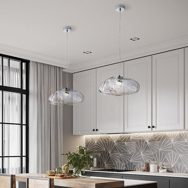 Suspension Luminaire Verre Nuage Soufflé