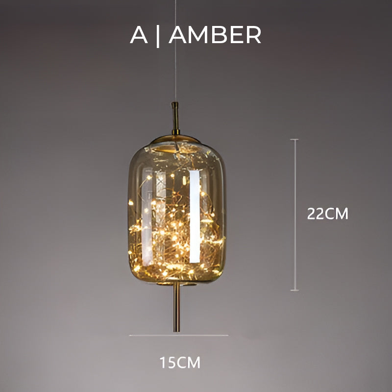 Suspension Luminaire Verre Fumé étoilée