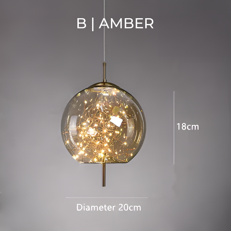 Suspension Luminaire Verre Fumé étoilée