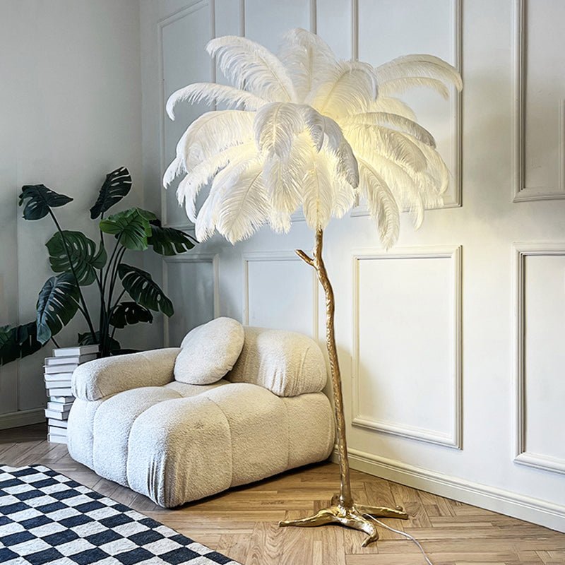 Lampadaire Plumes d’Autruche Scandinave