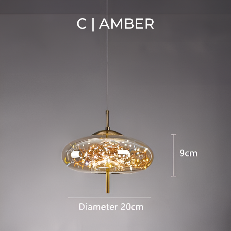 Suspension Luminaire Verre Fumé étoilée