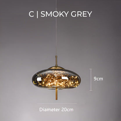 Suspension Luminaire Verre Fumé étoilée