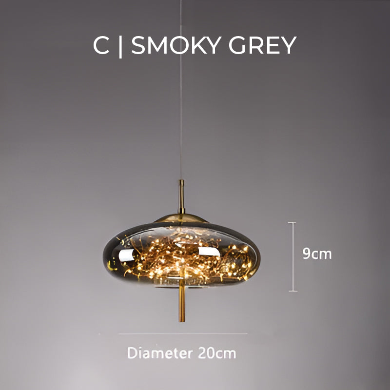 Suspension Luminaire Verre Fumé étoilée