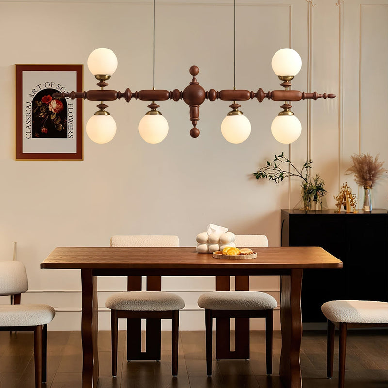 Lustre Suspension En Bois Vintage