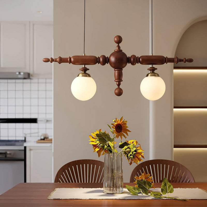 Lustre Suspension En Bois Vintage