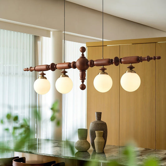 Lustre Suspension En Bois Vintage