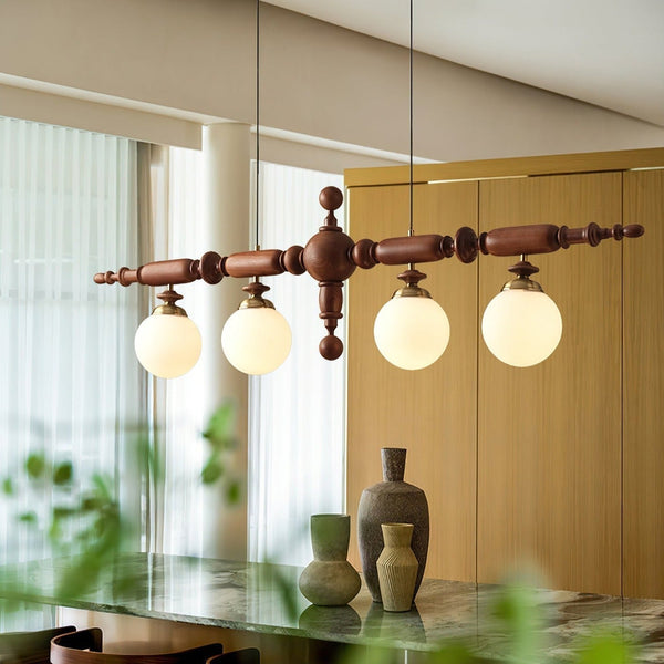 Lustre Suspension En Bois Vintage