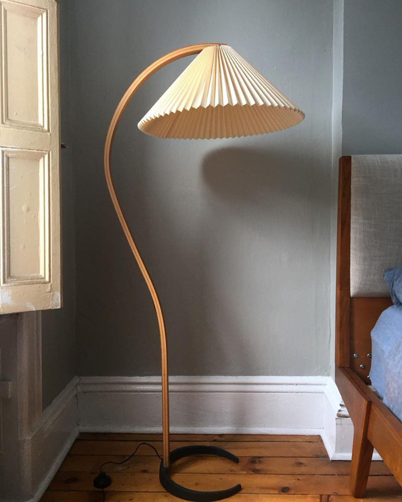 Lampadaire Trépied Bois Blond & Lin