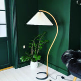 Lampadaire Trépied Bois Blond & Lin